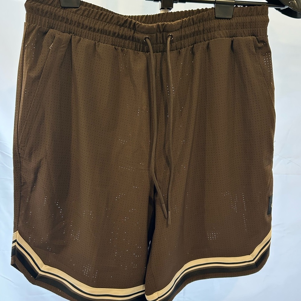 ALO Yoga Brown Athletic Shorts with Sporty Trim